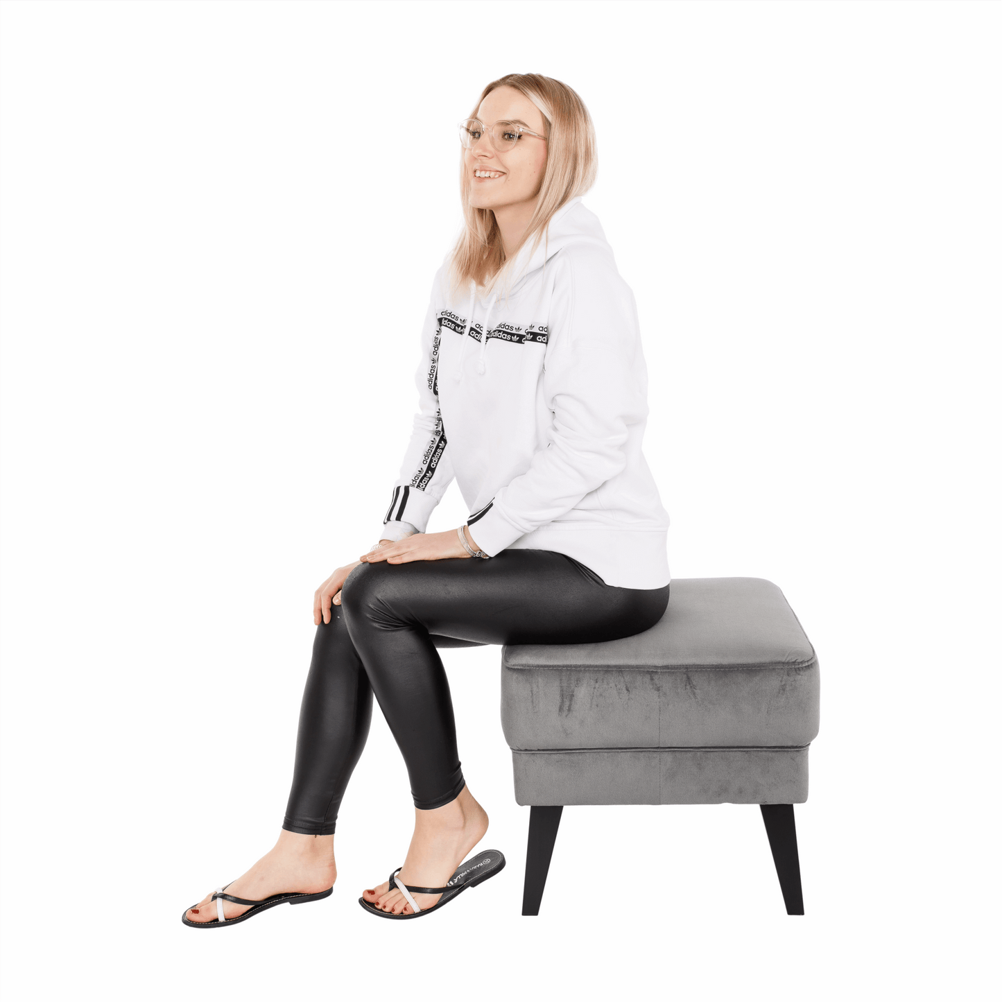 Taburet, gri deschis/negru, RODEZA