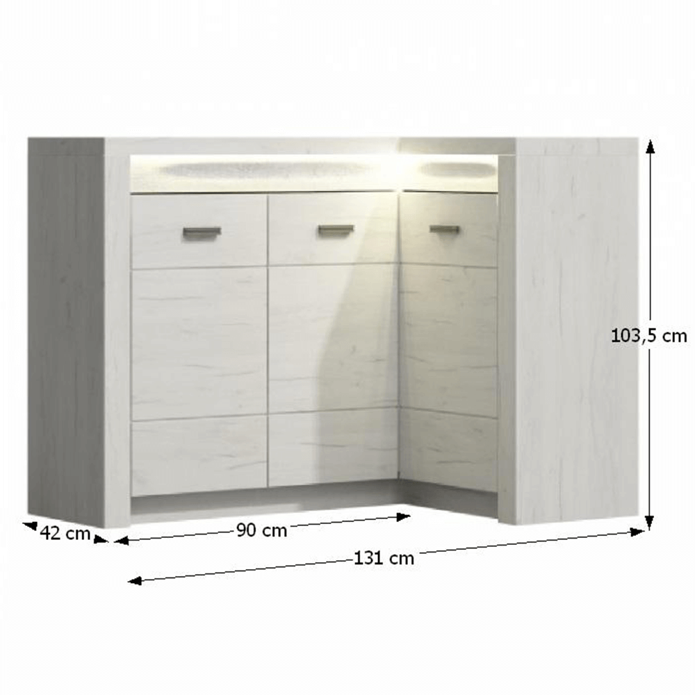 Comodă de colţ, frasin alb, INFINITY I-15