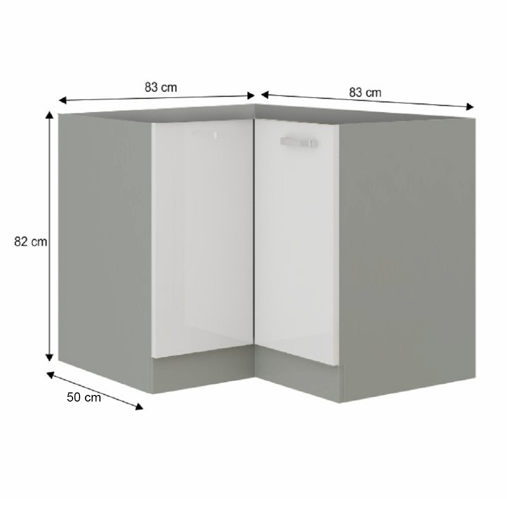 Cabinet inferior, alb extra lucios/gri, PRADO 90/90 DN BB