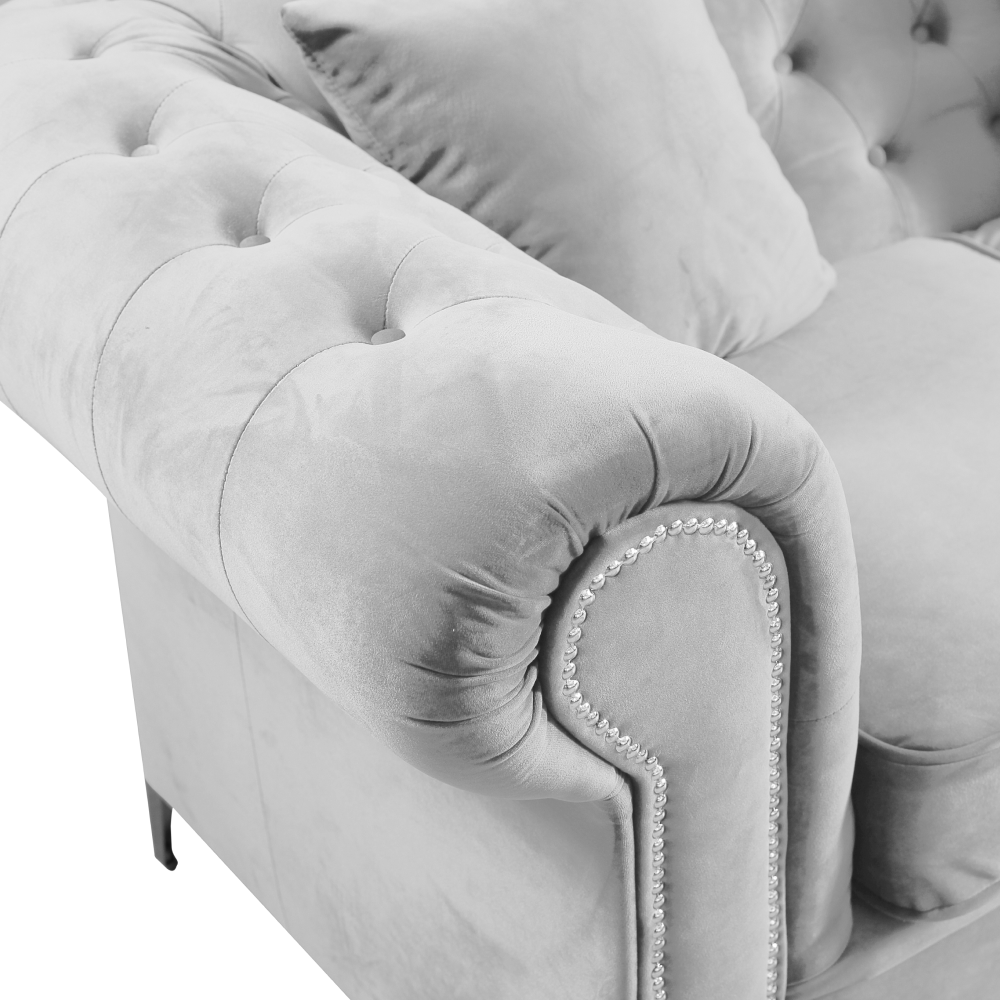 Fotoliu de lux, stofă gri deschis Velvet, ROMANO