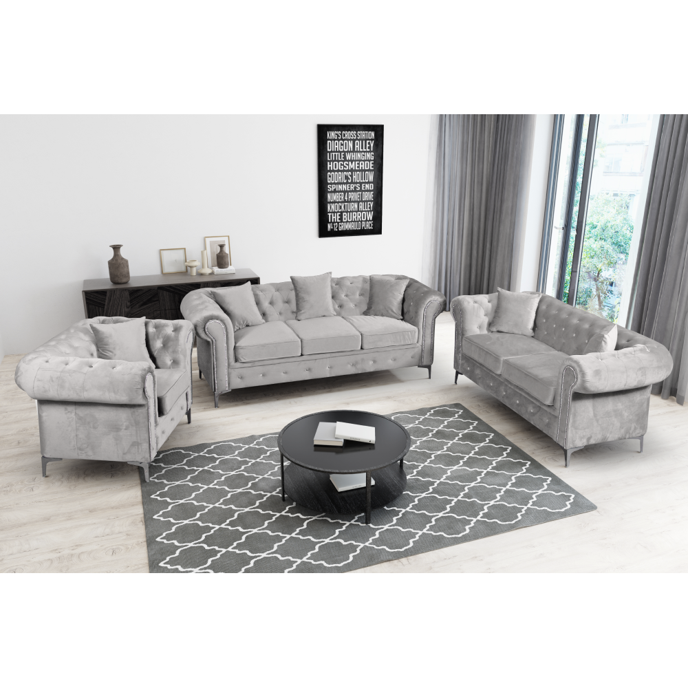 Fotoliu de lux, stofă gri deschis Velvet, ROMANO