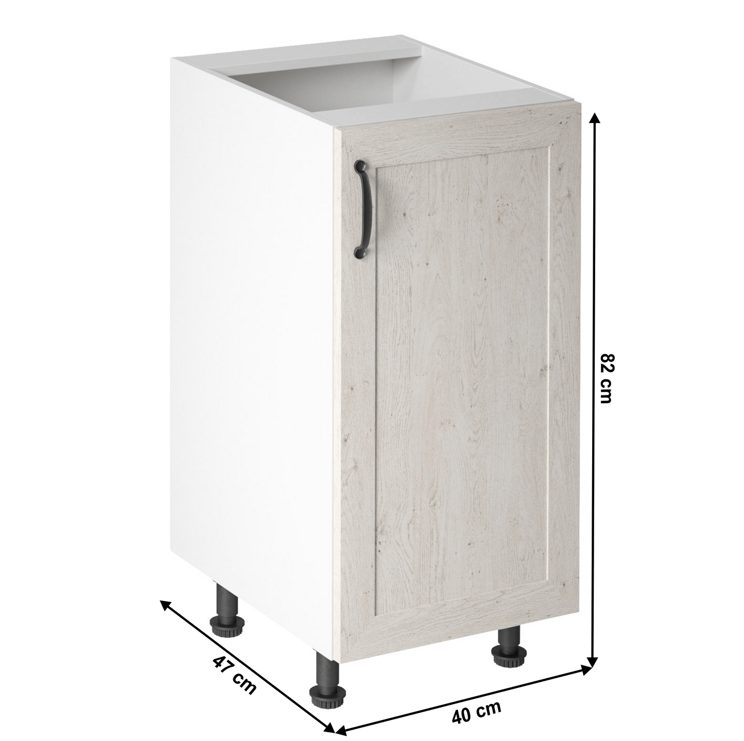 Dulap inferior, alb/pin nordic, deschidere dreapta, ROYAL D40