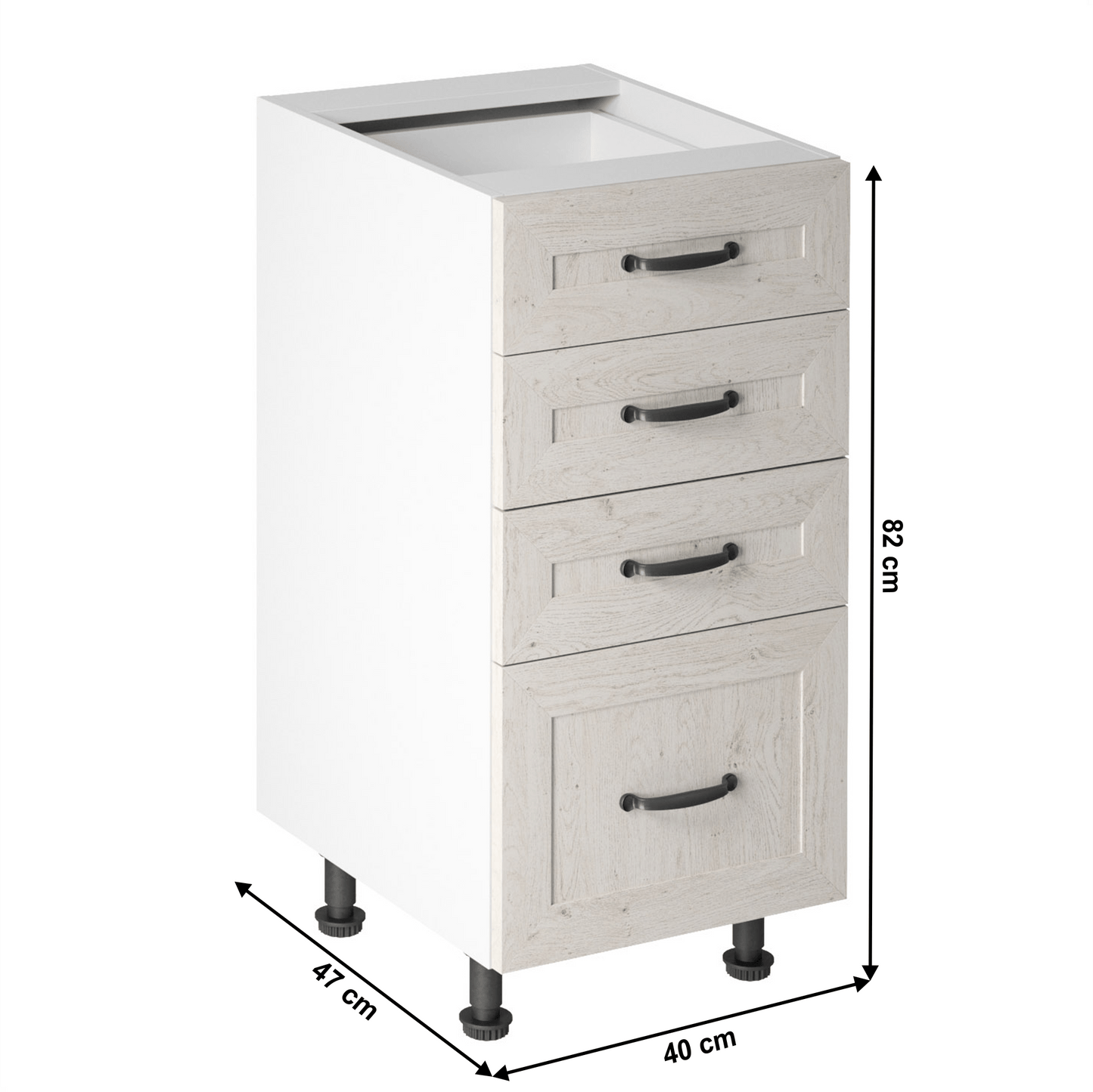 Dulap cu sertare inferior, alb/pin nordic, ROYAL D40S4