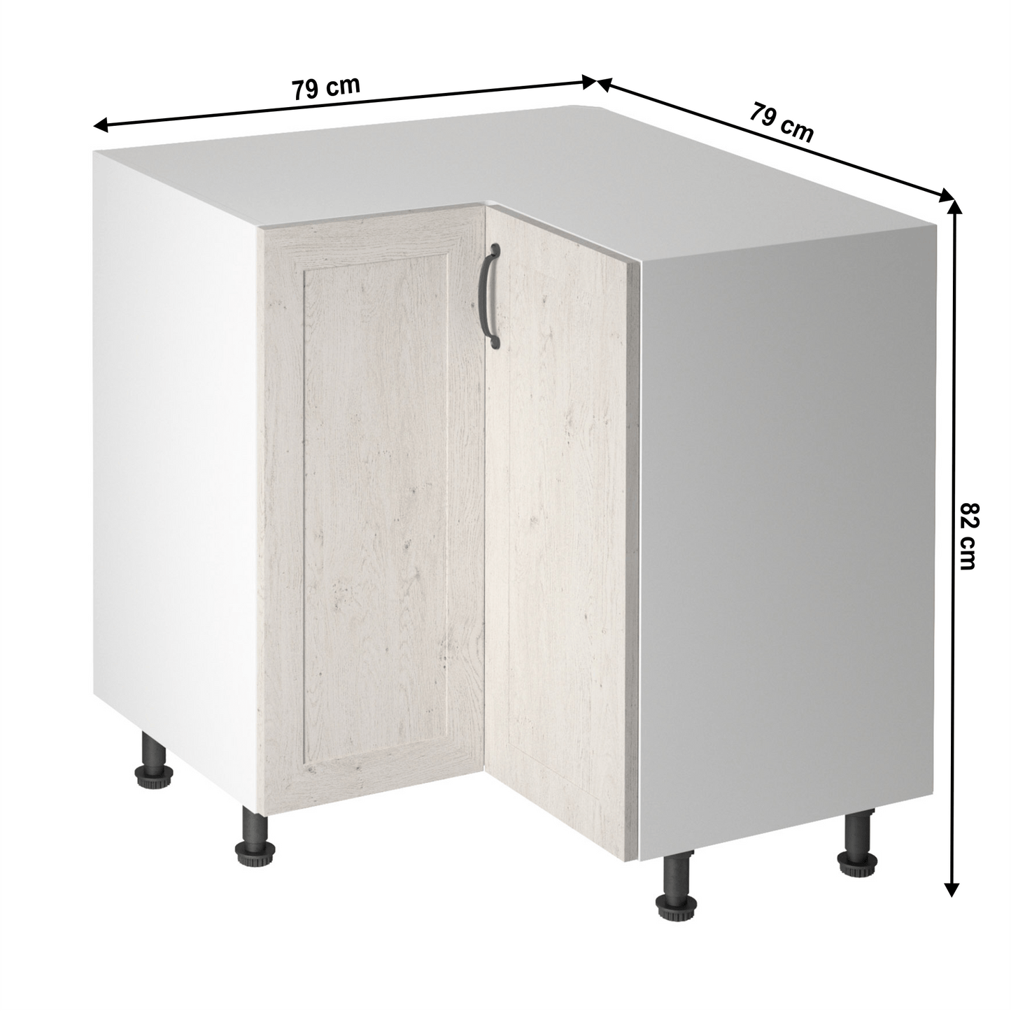 Dulap inferior de colţ, alb/pin nordic, ROYAL D90N