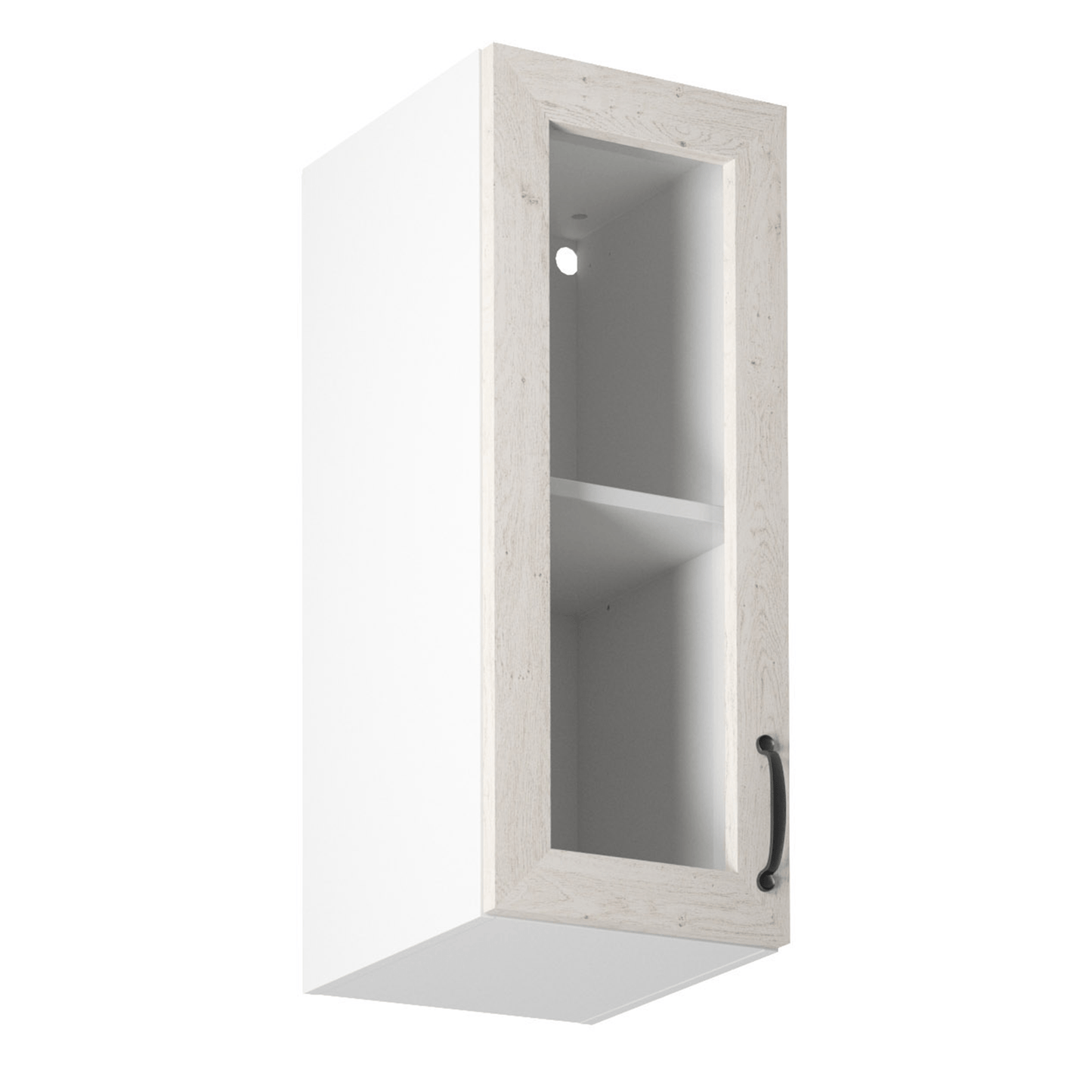 Dulap superior, cu sticlă, alb/pin nordic, model stânga, ROYAL G30S