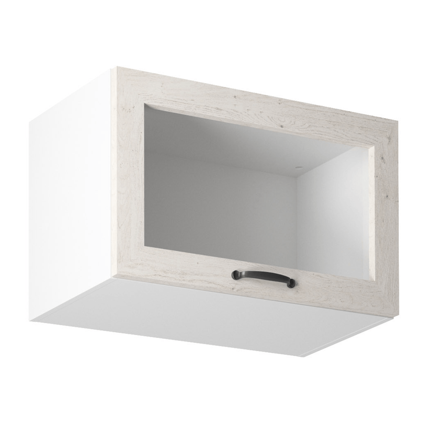 Dulap superior 1 uşă cu geam, alb/pin nordic, ROYAL G60KSN