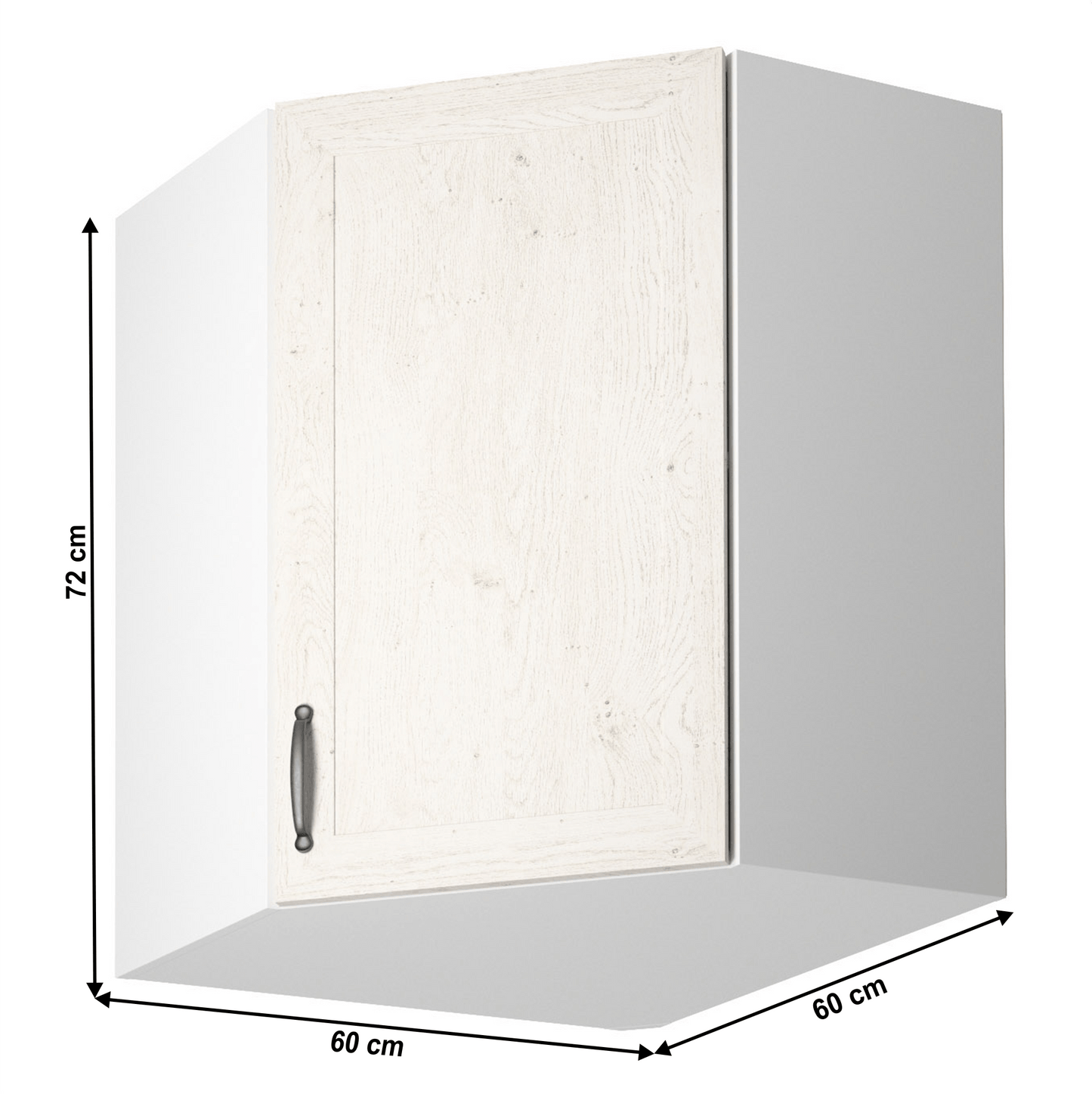 Dulap superior de colţ, alb/pin nordic, ROYAL G60N