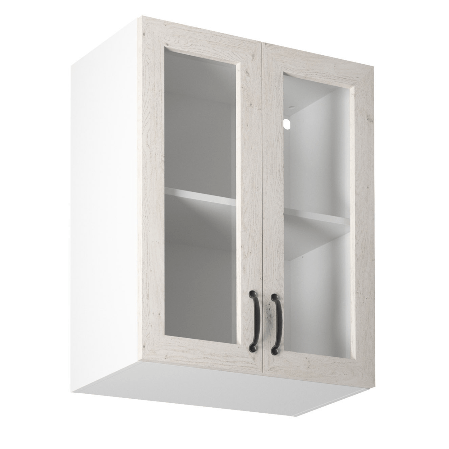 Dulap superior cu sticlă, alb/pin nordic, ROYAL G60S