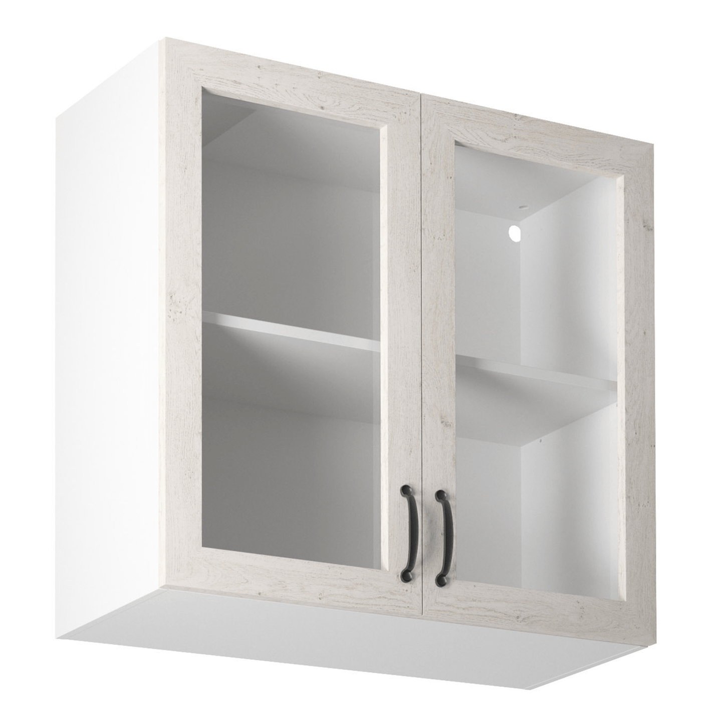 Dulap superior cu vitrină, alb/pin nordic, ROYAL G80S