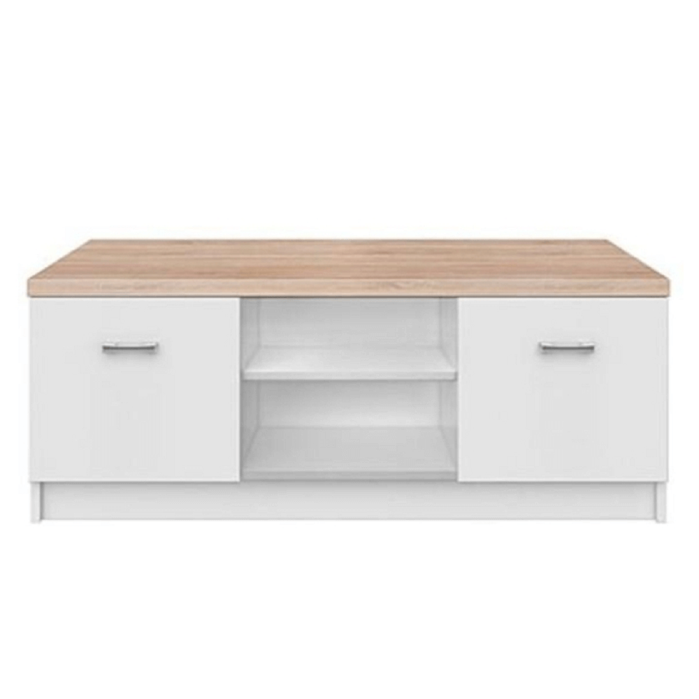 Comodă TV 2D, PAL melaminat, alb/stejar sonoma, TOPTY TYP 15