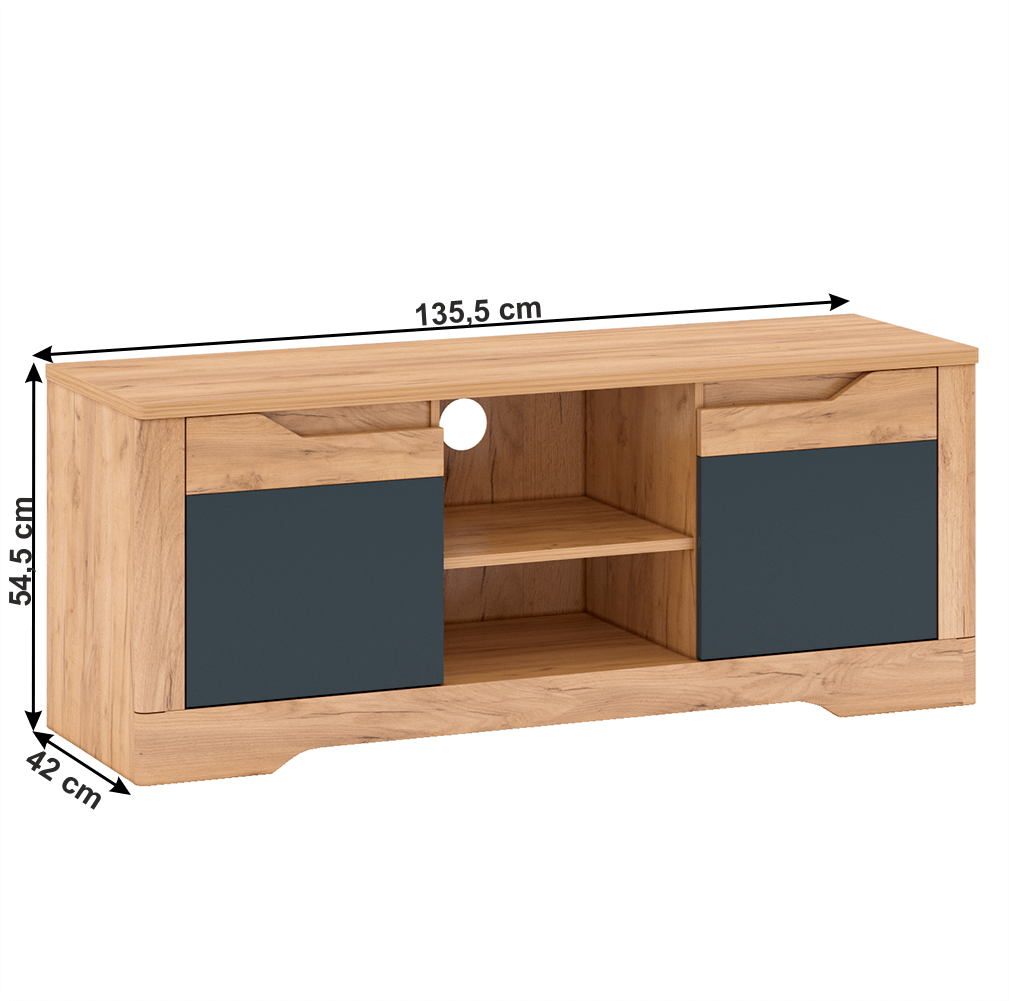 Măsuţă RTV B, stejar craft auriu / gri grafit, FIDEL