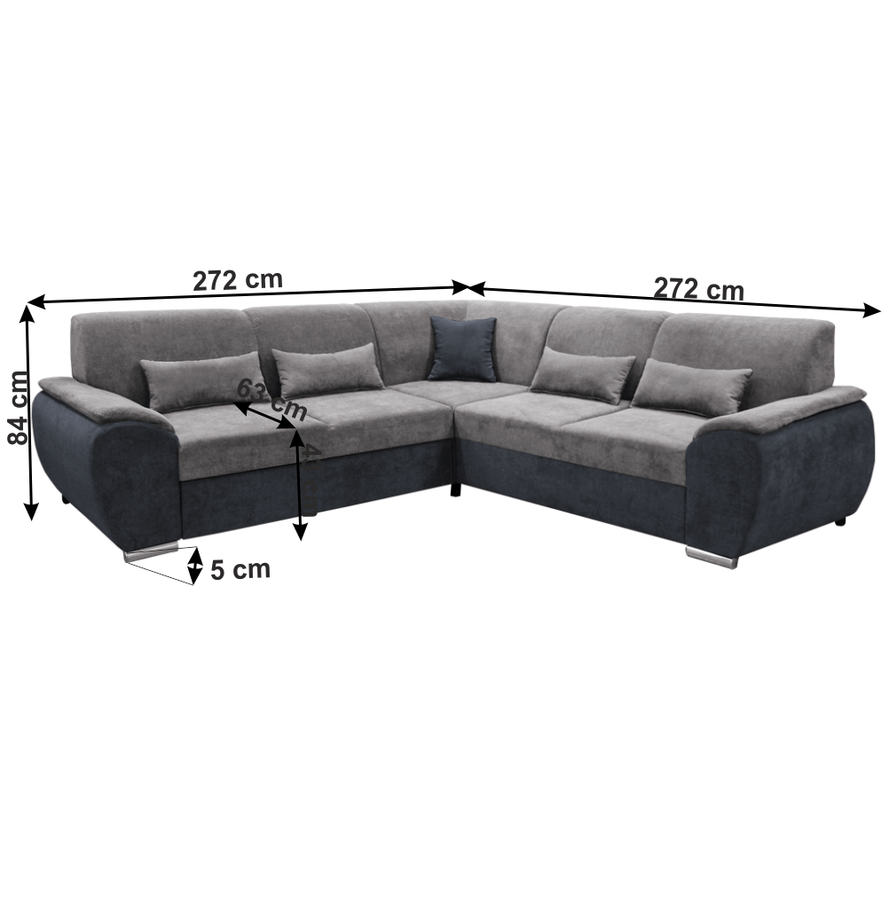 Colţar, gri închis/gri, model stânga, EMILY