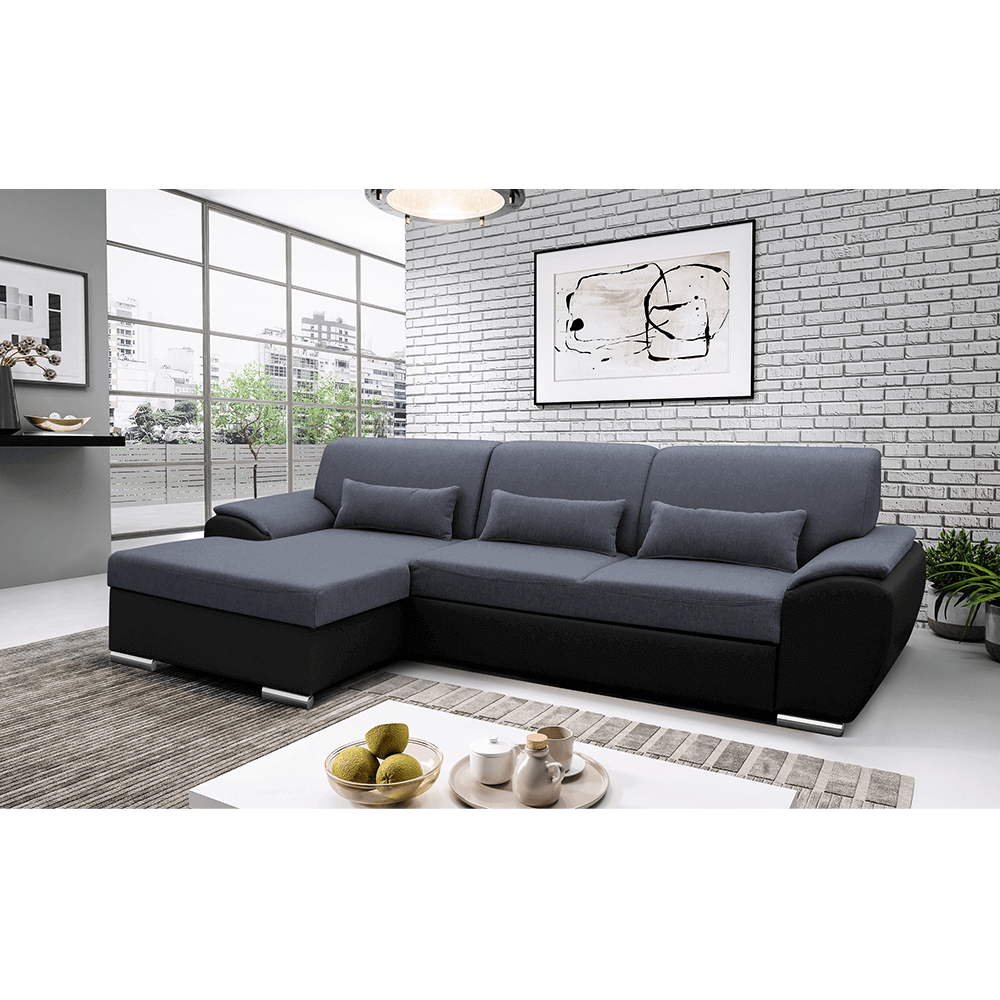 Colţar extensibil, negru/gri închis, model stânga, EMILY