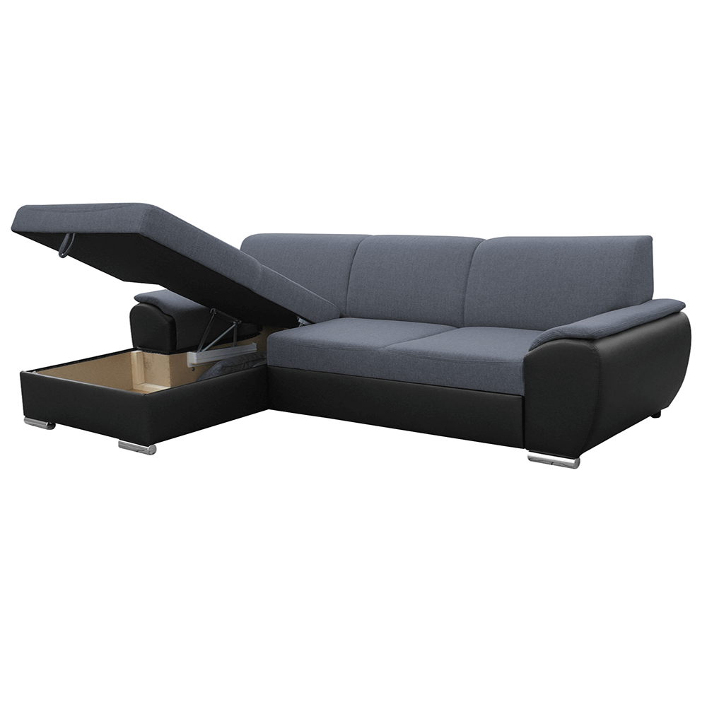 Colţar extensibil, negru/gri închis, model stânga, EMILY