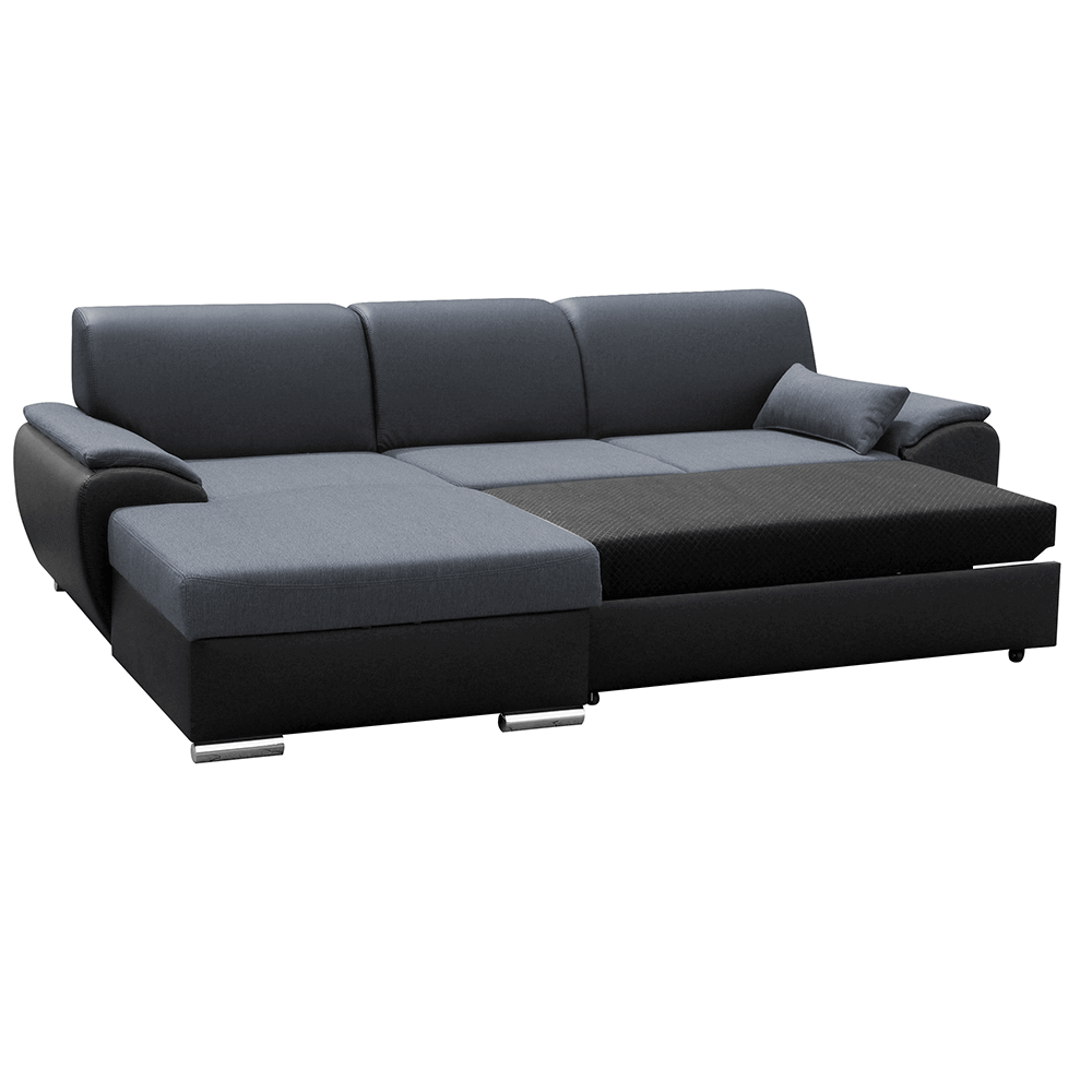 Colţar extensibil, negru/gri închis, model stânga, EMILY