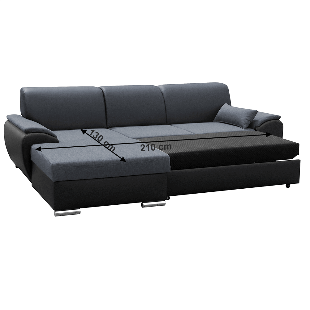 Colţar extensibil, negru/gri închis, model stânga, EMILY