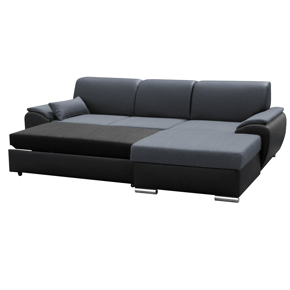 Colţar extensibil, negru/gri închis, model dreapta, EMILY