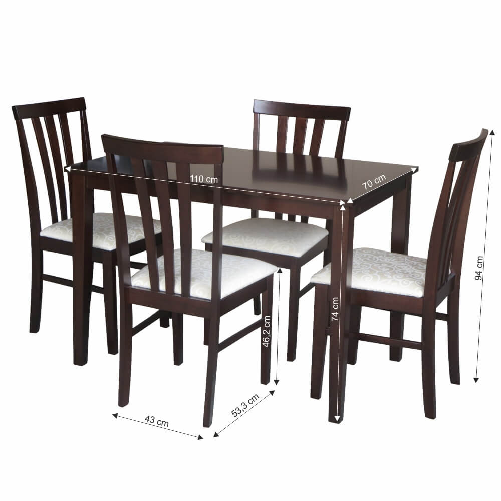Set dining, wenge/material textil crem, LESLIE NEW 1+4