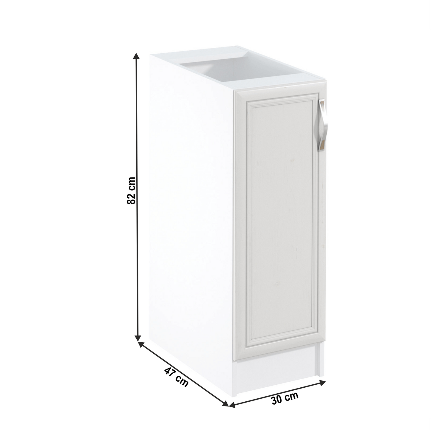 Dulap inferior D30 cu uşă, model stânga, alb/pin Andersen, SICILIA