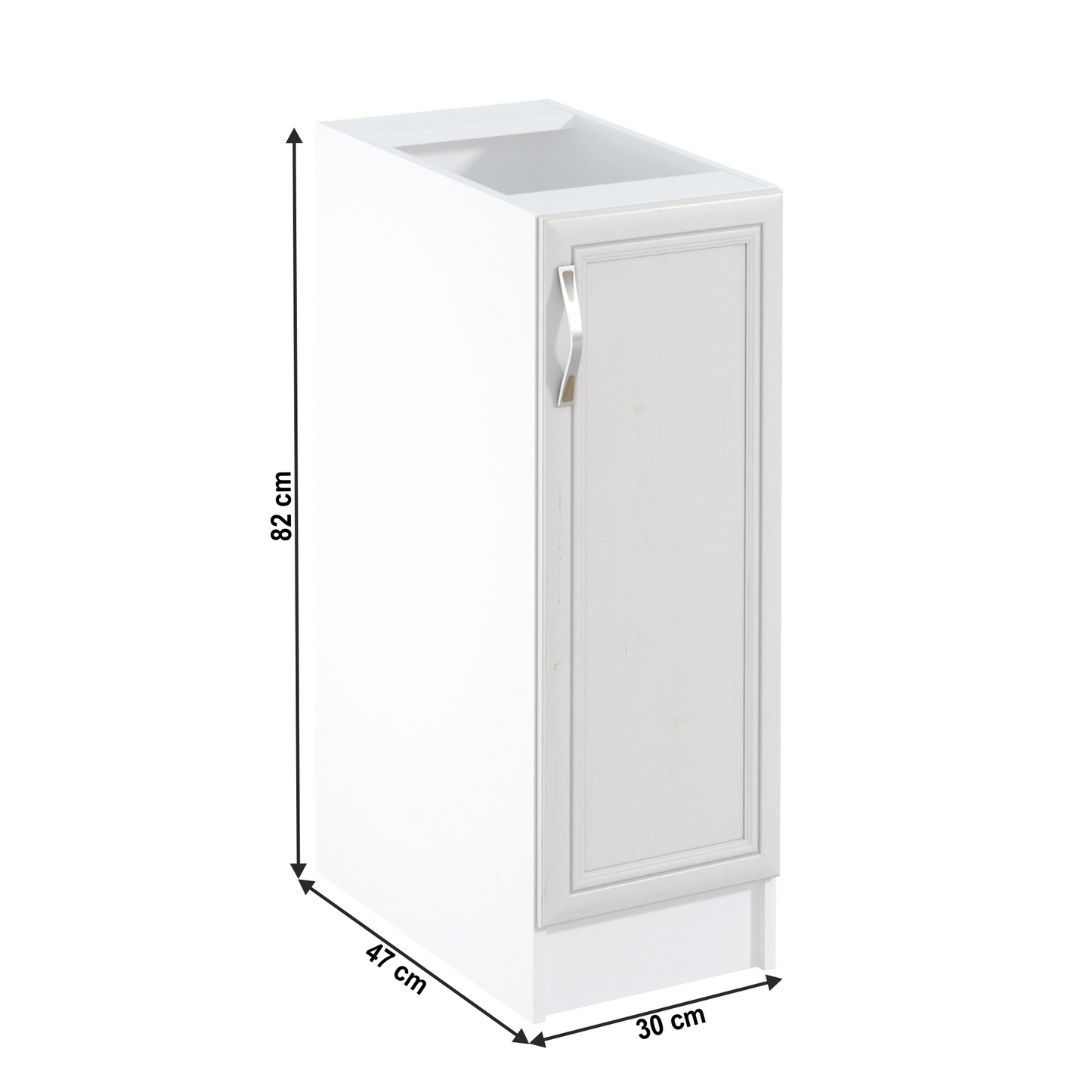 Dulap inferior D30 cu uşă, model dreapta, alb/pin Andersen, SICILIA