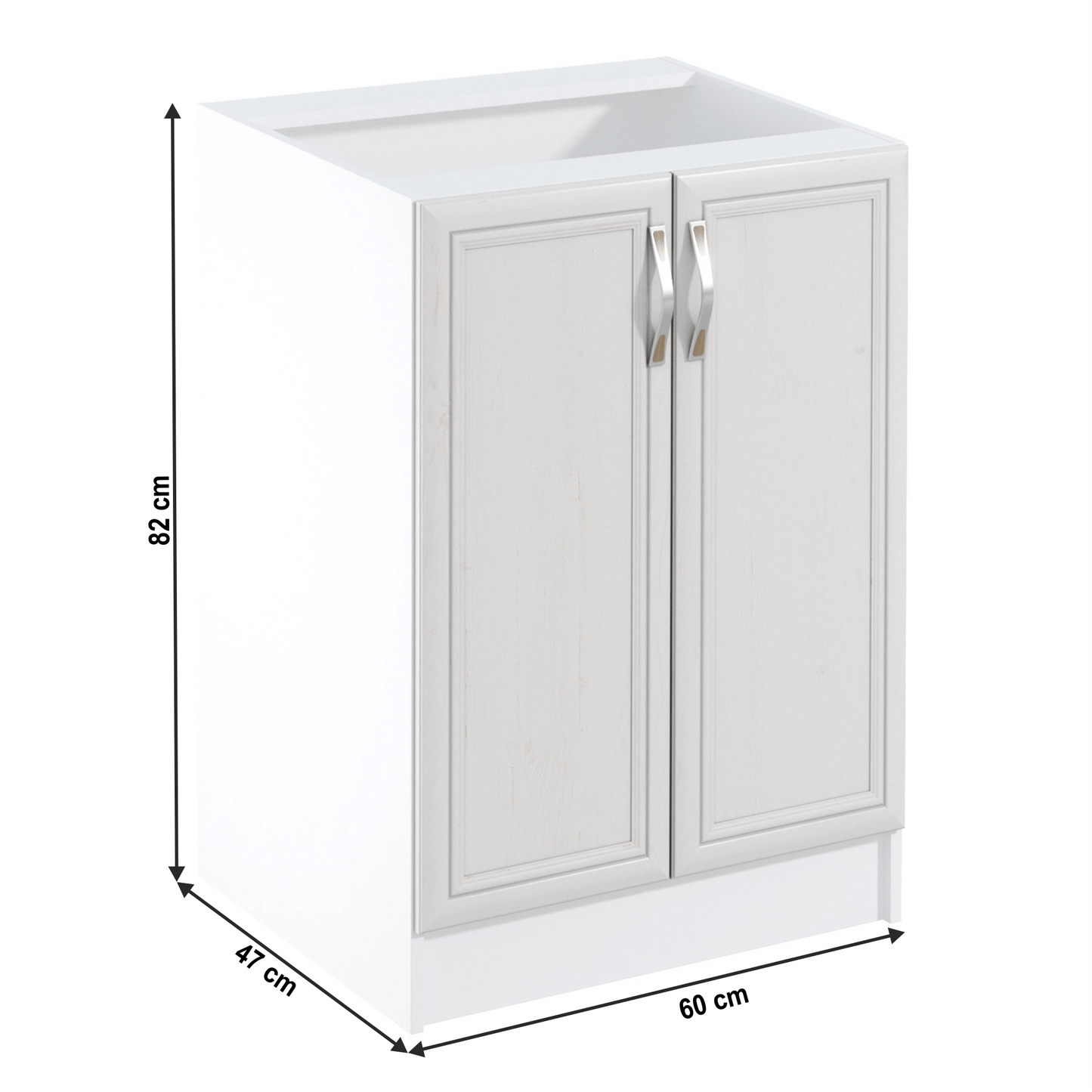 Dulap inferior D60 cu uşi, alb/pin Andersen, SICILIA