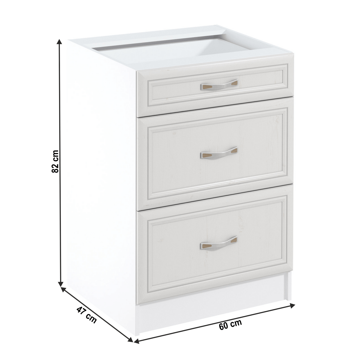 Dulap inferior D60S3 cu sertare, alb/pin Andersen, SICILIA