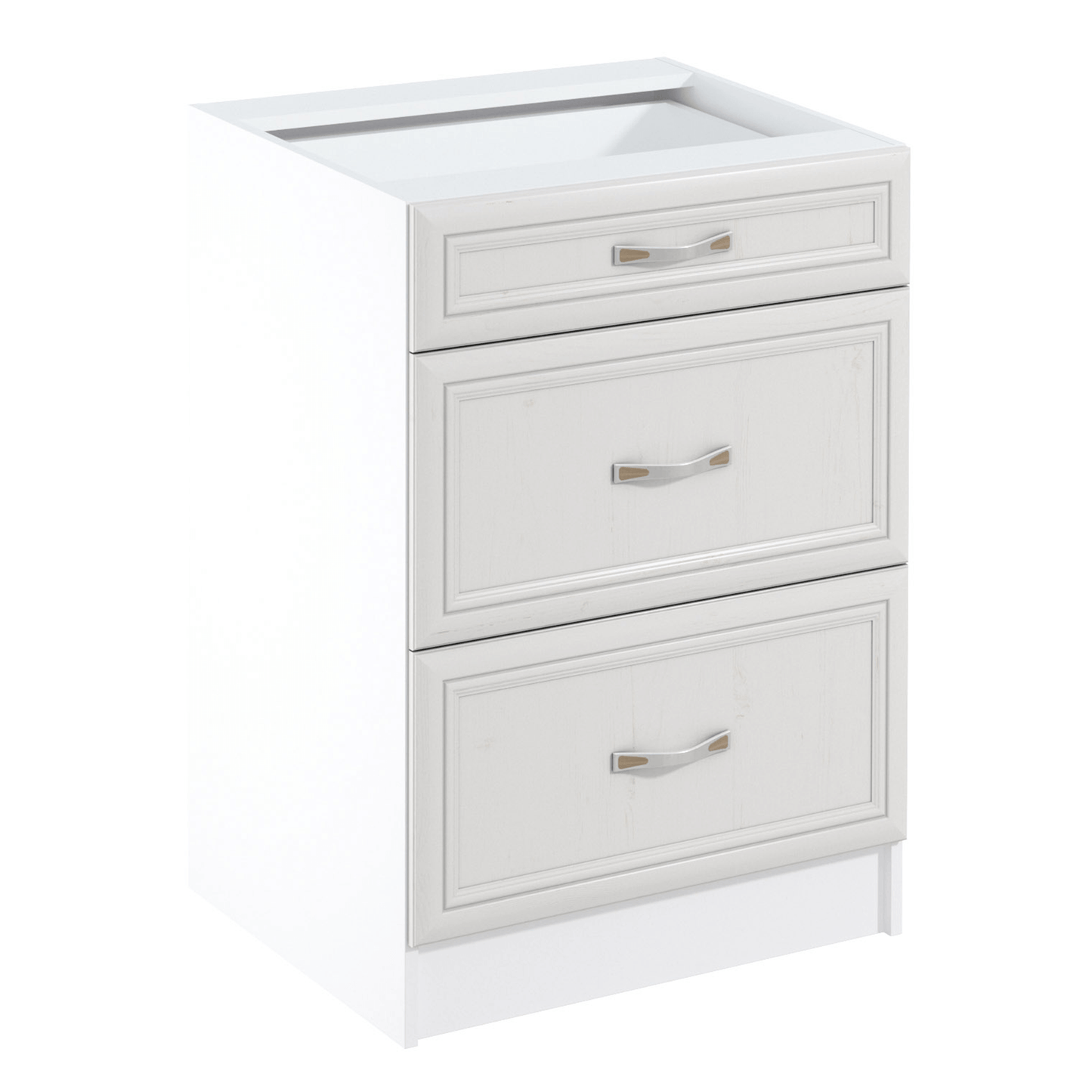 Dulap inferior D60S3 cu sertare, alb/pin Andersen, SICILIA