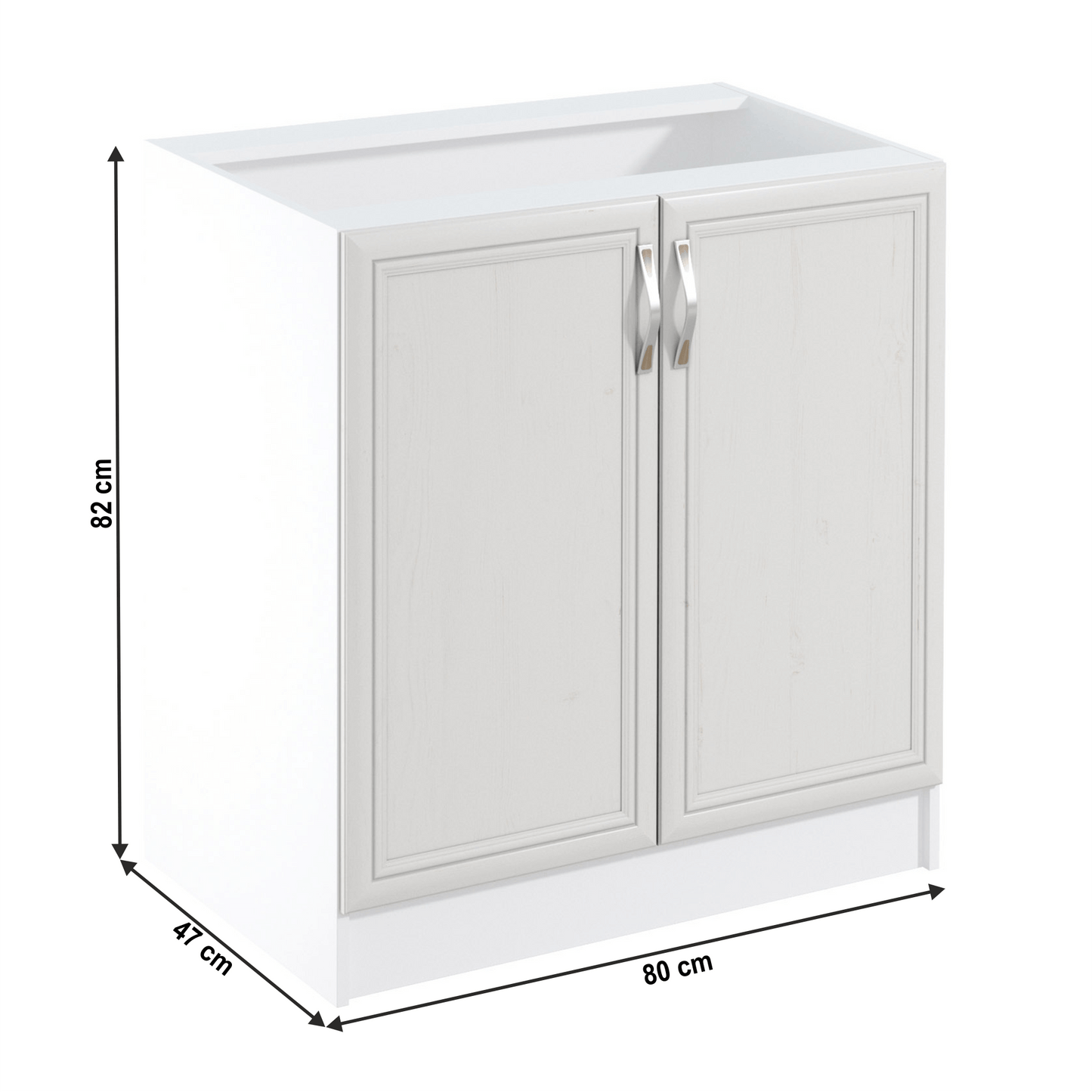 Dulap inferior D80 cu 2 uşi, alb/pin Andersen, SICILIA