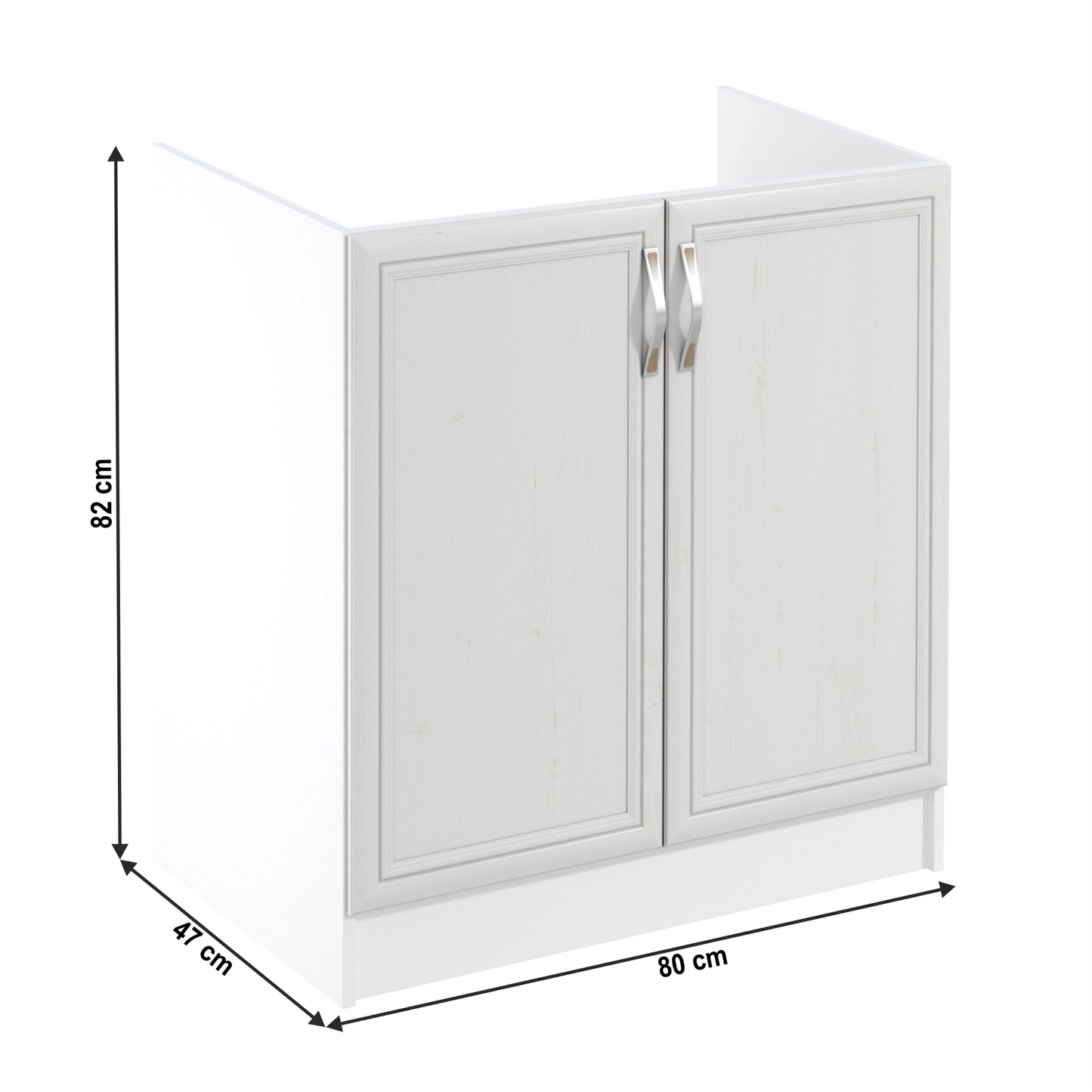 Mască chiuvetă D80Z cu 2 uşi, alb/pin Andersen, SICILIA