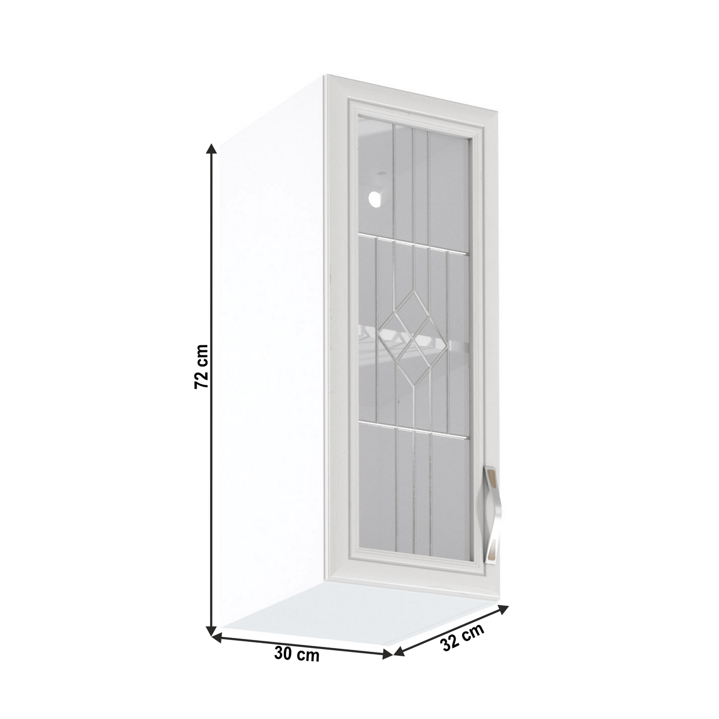 Dulap superior G30S cu geam, model stânga, alb/pin Andersen, SICILIA