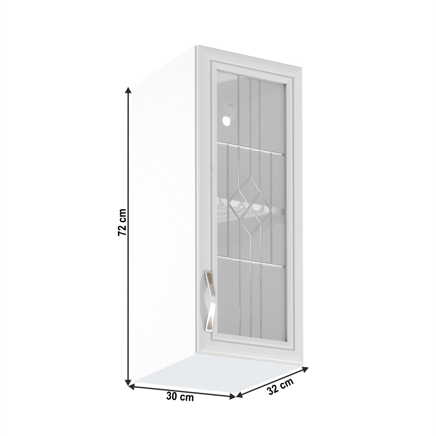 Dulap superior G30S cu geam, model dreapta, alb/pin Andersen, SICILIA