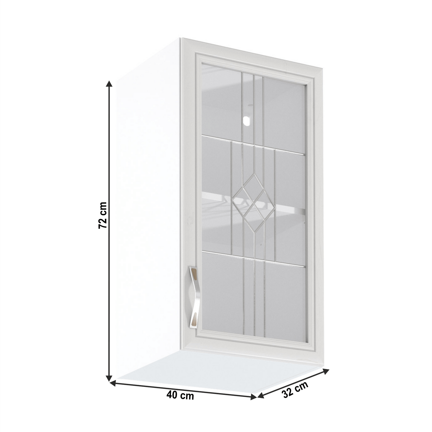 Dulap superior G40S cu geam, model dreapta, alb/pin Andersen, SICILIA