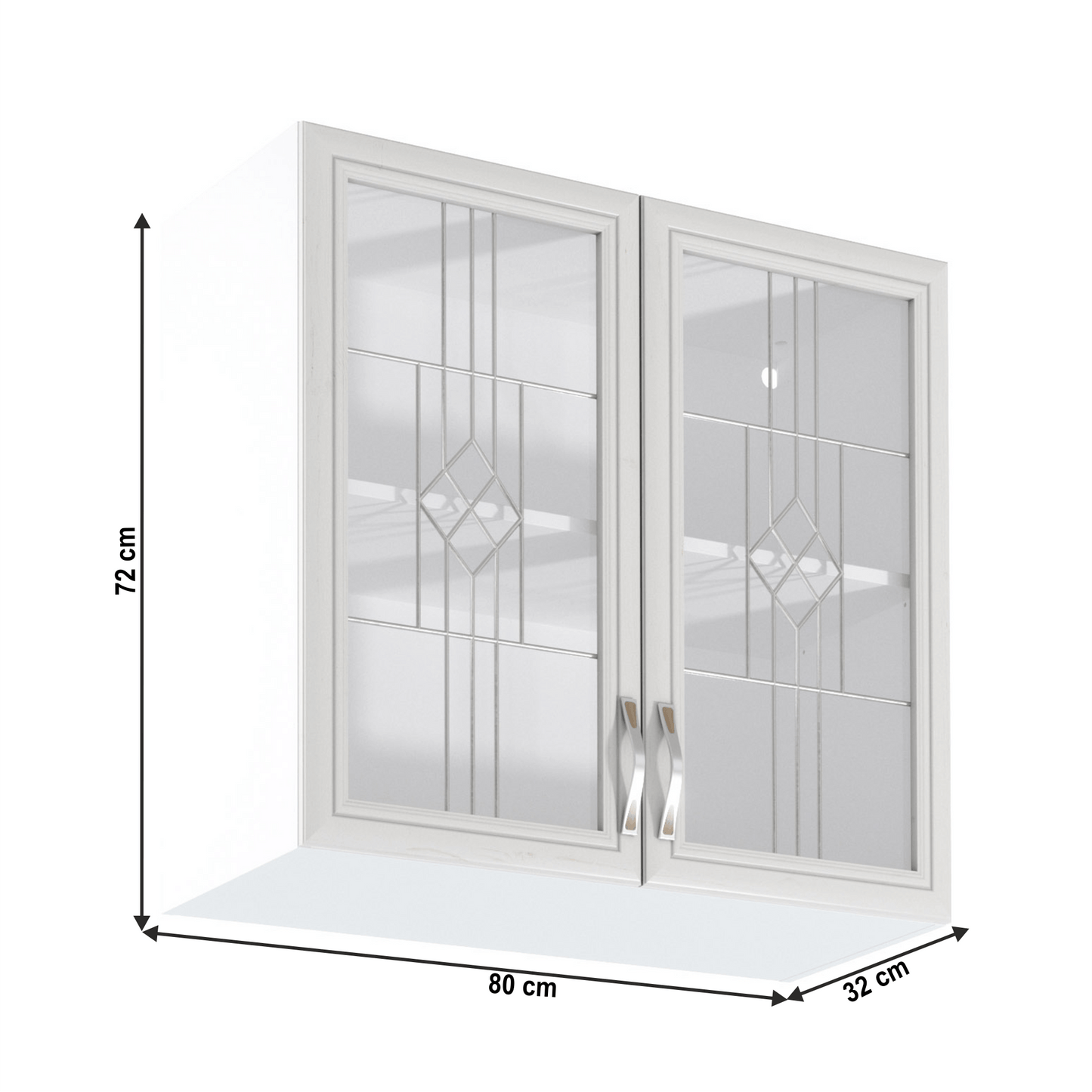 Dulap superior G80S cu geam, alb/pin Andersen, SICILIA