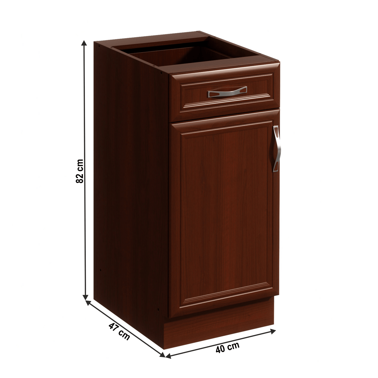 Dulap inferior D40S1 cu 1 sertar, model stânga, nuc Milano, SICILIA