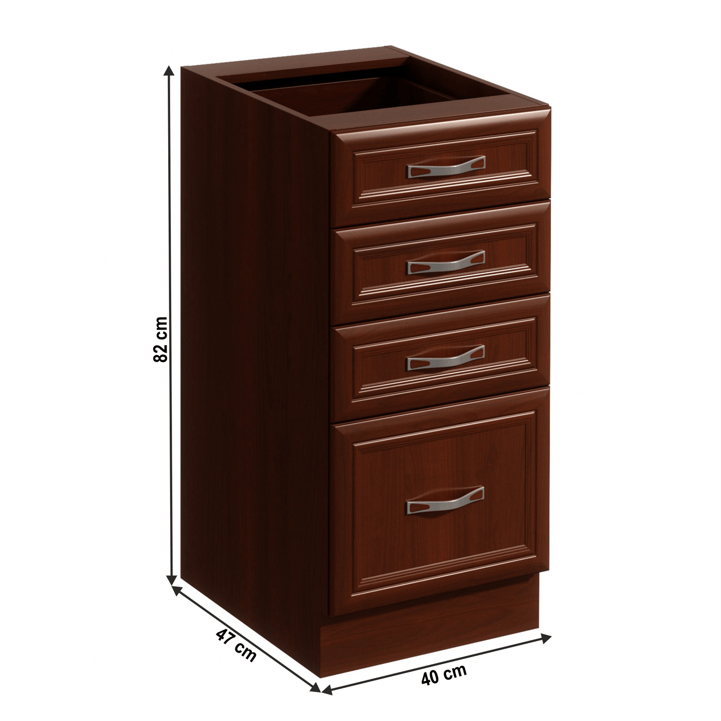 Dulap inferior D40S4 cu 4 sertare, nuc Milano, SICILIA