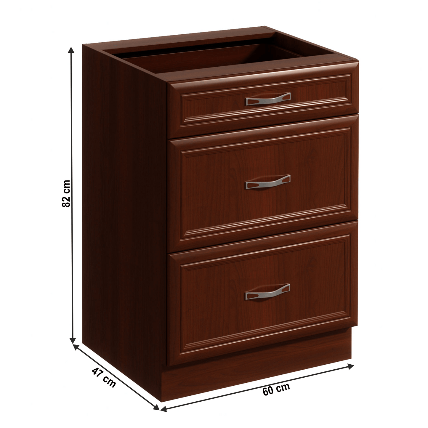 Dulap inferior D60S3 cu 3 sertare, nuc Milano, SICILIA