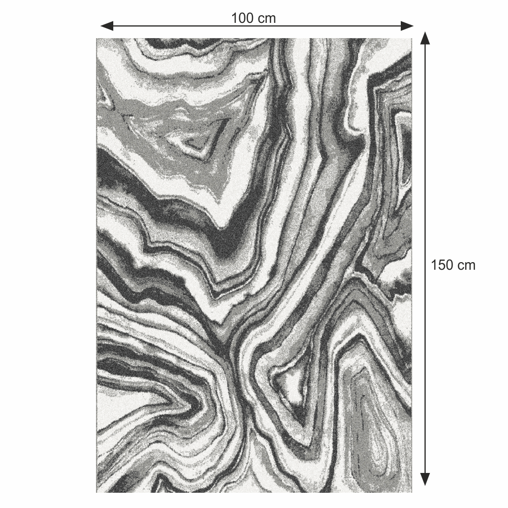 Covor, alb/negru/model, 100x150, SINAN
