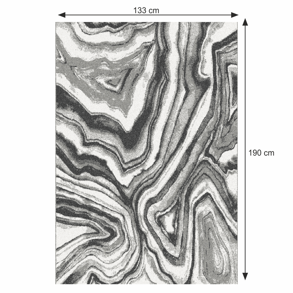 Covor, alb/negru/model, 133x190, SINAN