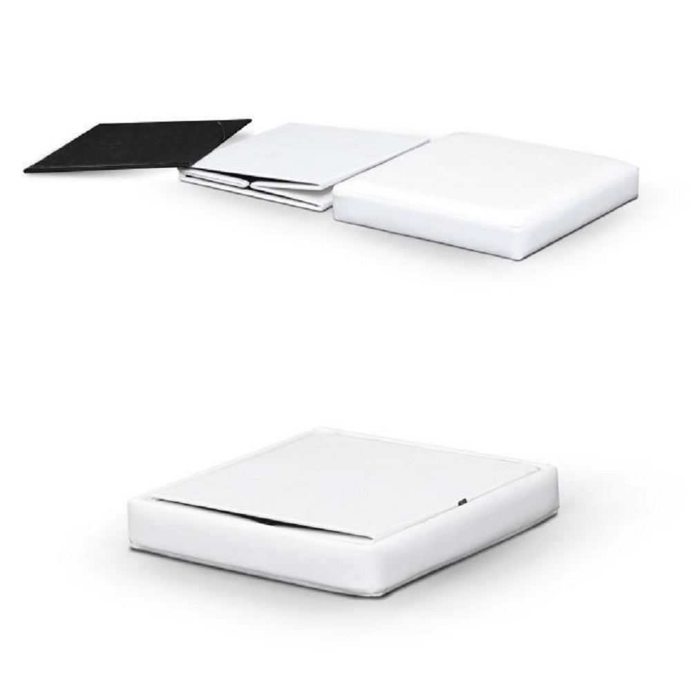 Taburet pliabil, piele eco albă, TELA NEW