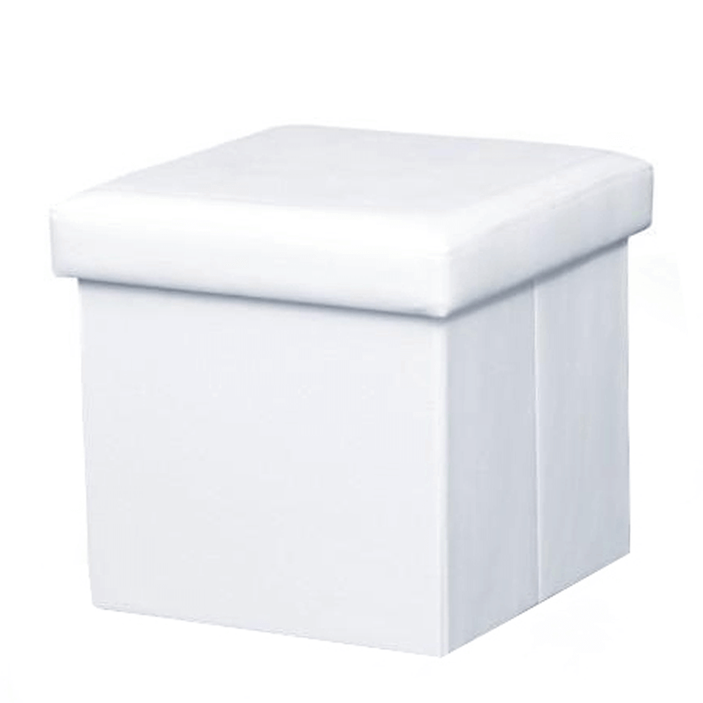 Taburet pliabil, piele eco albă, TELA NEW