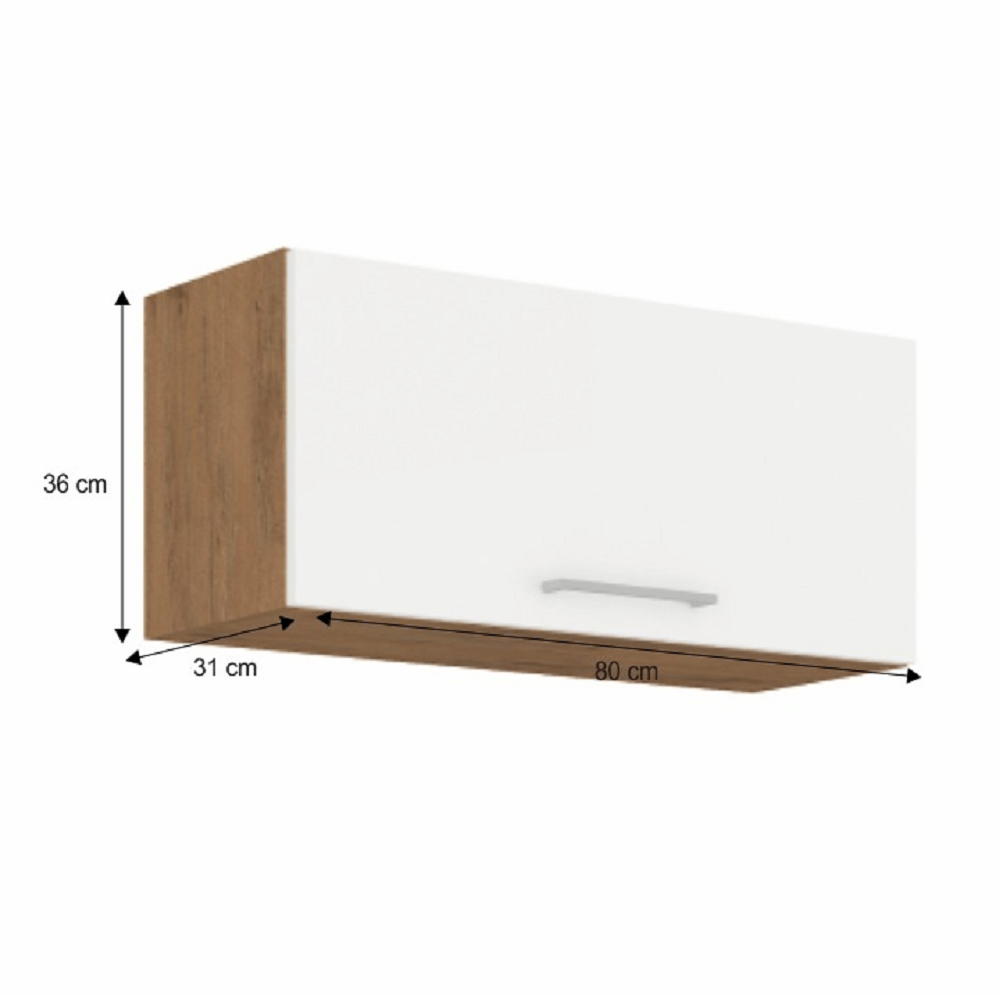 Cabinet superior, stejar Lancelot/alb extra lucios HG, VEGA 80 GU-36 1F