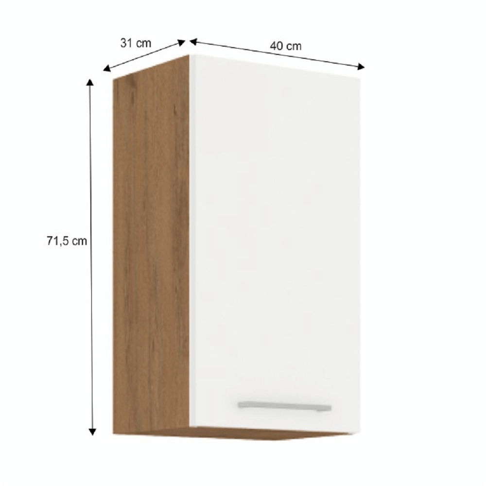 Cabinet superior, stejar Lancelot/alb extra lucios HG, VEGA 40 G-72 1F