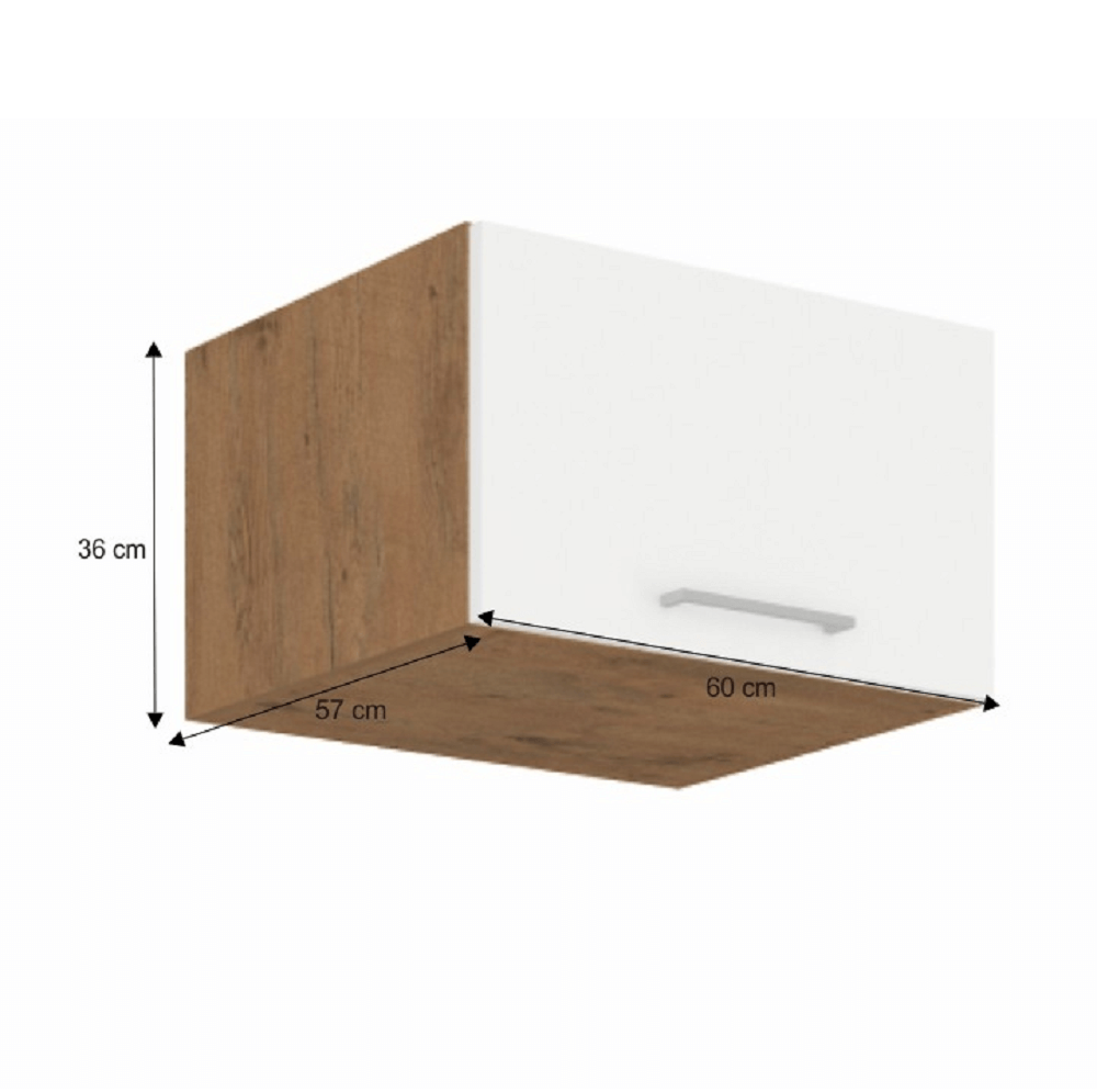 Cabinet superior, stejar Lancelot/alb extra lucios HG, VEGA 60 NAGU-36 1F