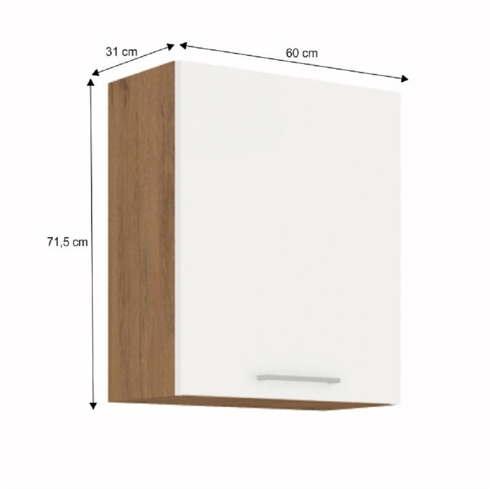 Cabinet superior, stejar Lancelot/alb extra lucios HG, VEGA 60 G-72 1F