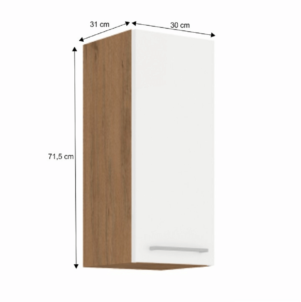 Cabinet superior, stejar Lancelot/alb extra lucios HG, VEGA 30 G-72 1F