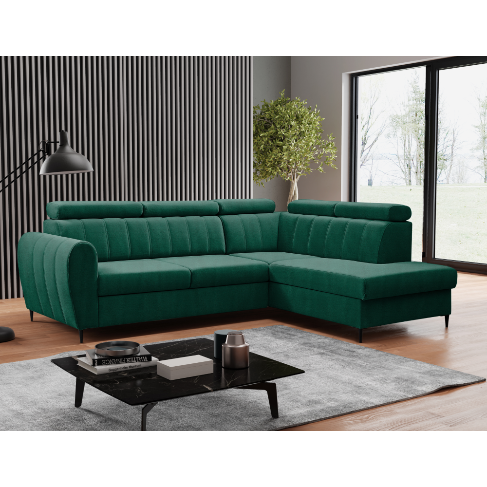 Canapea extensibilă, smarald, dreapta, KORIO L