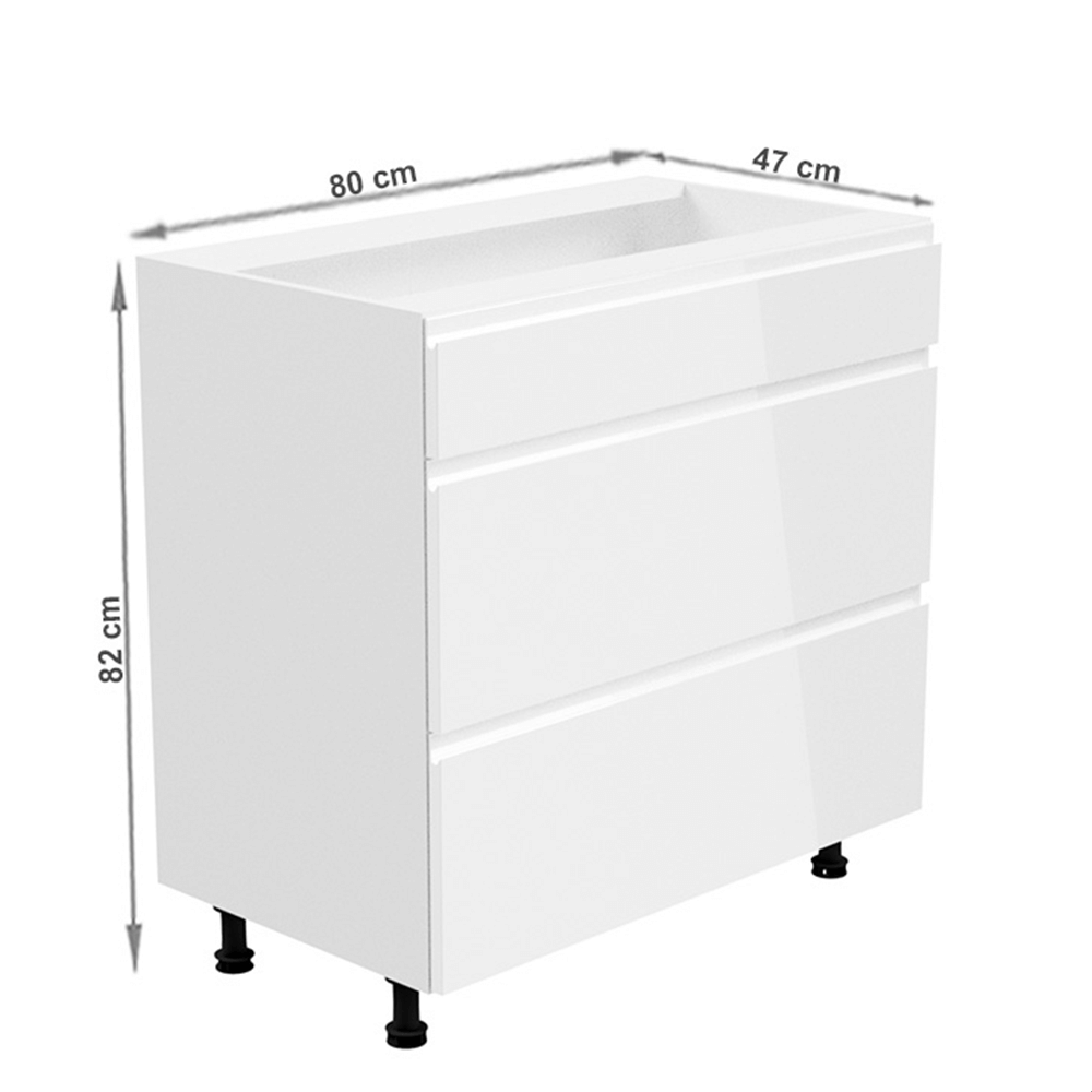 Dulap inferior, alb/alb luciu extra ridicat, AURORA D80S4