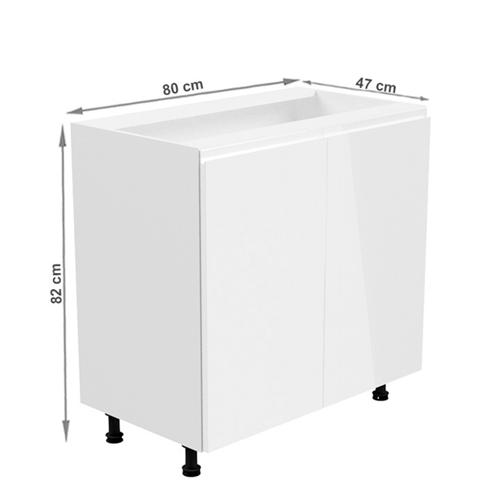 Dulap inferior, alb/alb luciu extra ridicat, AURORA D81