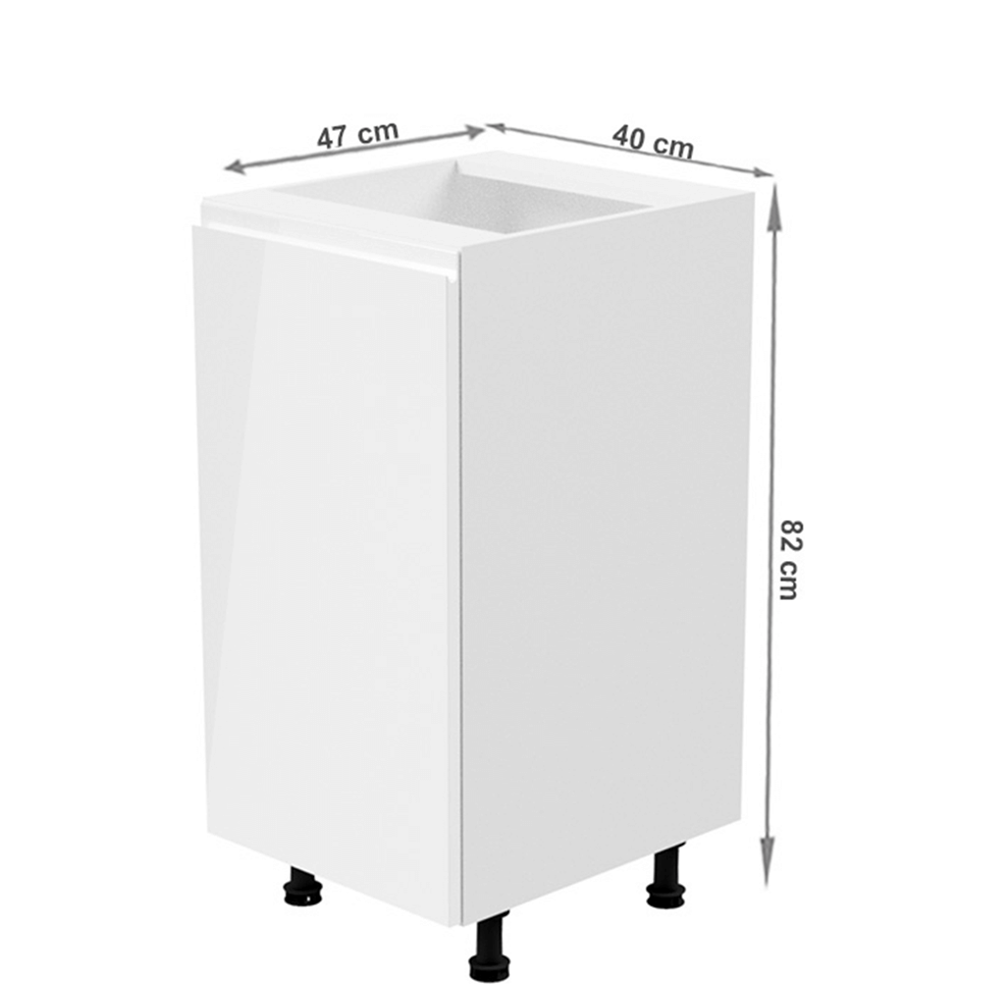 Dulap inferior, alb/alb extra lucios, de stânga, AURORA D41