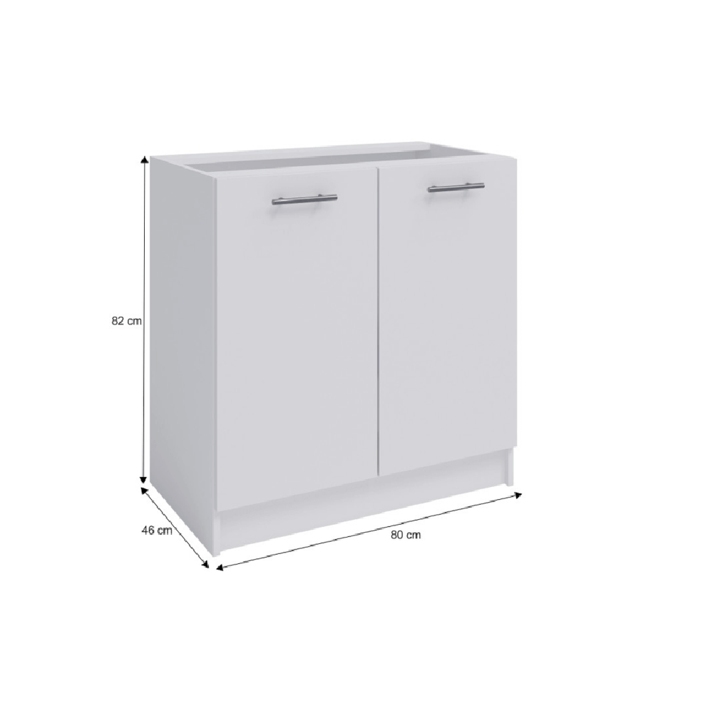Dulap inferior cu două uşi, alb, FABIANA S80